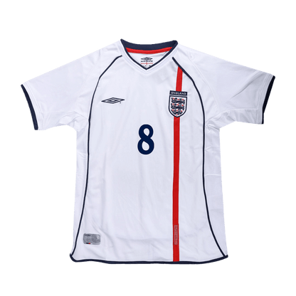 Retro SCHOLES #8 England Mens Home Soccer Jersey 2002 White