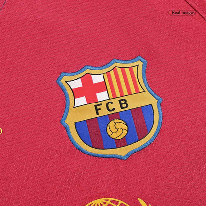 Retro XAVI #6 Barcelona Mens Home Long Sleeve Soccer Jersey UCL Final UCL 2008/09 Red&Blue