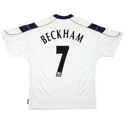 Retro BECKHAM #7 Manchester United Mens Away Soccer Jersey 2000/01 White