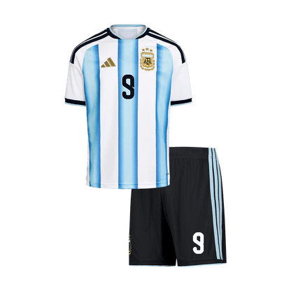 J. ALVAREZ #9 Argentina Kids Home Soccer Kit World Cup 2026 Blue&White [PREMIUM]