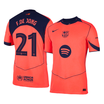 F.DE JONG #21 Barcelona Mens Third Away Soccer Jersey UCL 2025/26 Orange - Player Version