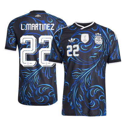 L. MARTINEZ #22 Argentina Mens Away Soccer Jersey World Cup 2026 Black - Player Version