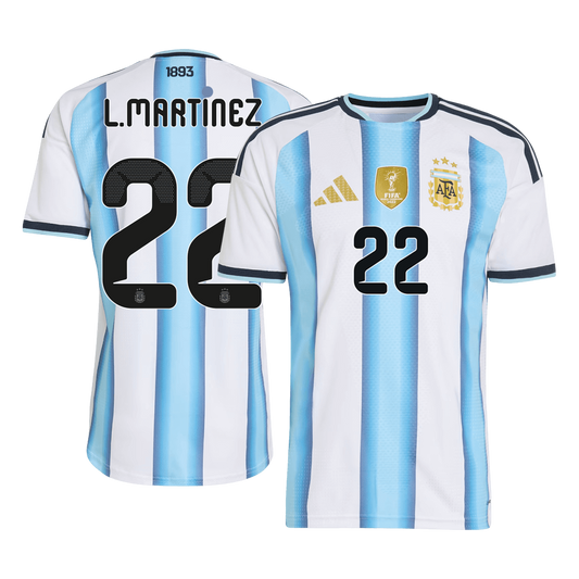 L. MARTINEZ #22 Argentina Mens Home Soccer Jersey World Cup 2026 Blue&White - Player Version