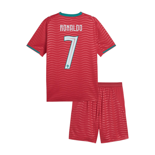 RONALDO #7 Portugal Kids Home Soccer Kit World Cup 2026 Red [PREMIUM]