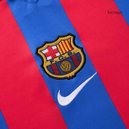 Retro RIVALDO #10 Barcelona Mens Home Soccer Jersey 2001/02 Red&Blue
