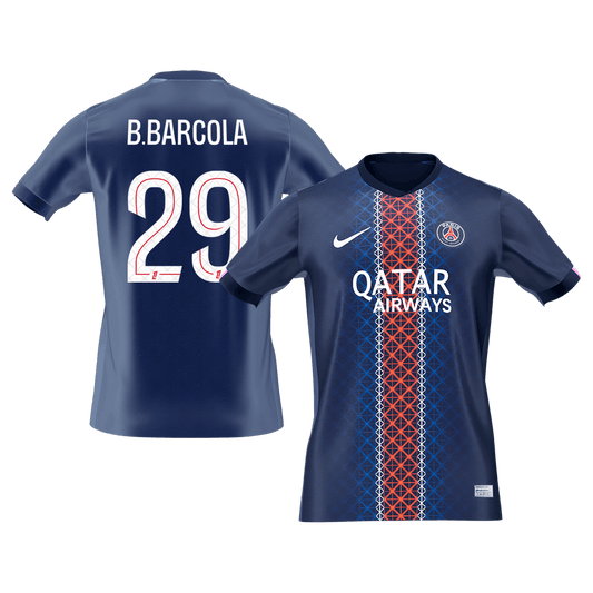 B.BARCOLA #29 PSG Mens Home Soccer Jersey 2025/26 Navy [PREMIUM]