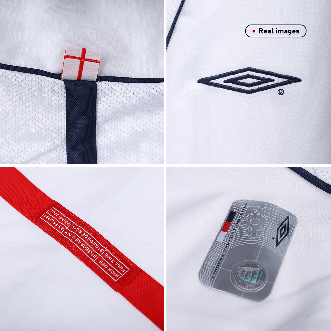 Retro England Mens Home Soccer Jersey 2002 White