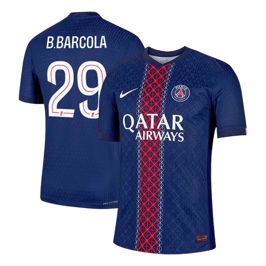 B.BARCOLA #29 PSG Mens Home Soccer Jersey 2025/26 Navy - Player Version