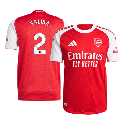 SALIBA #2 Arsenal Mens Home Soccer Jersey 2025/26 Red - Player Version