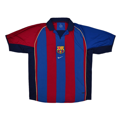 Retro Barcelona Mens Home Soccer Jersey 2001/02 Red&Blue