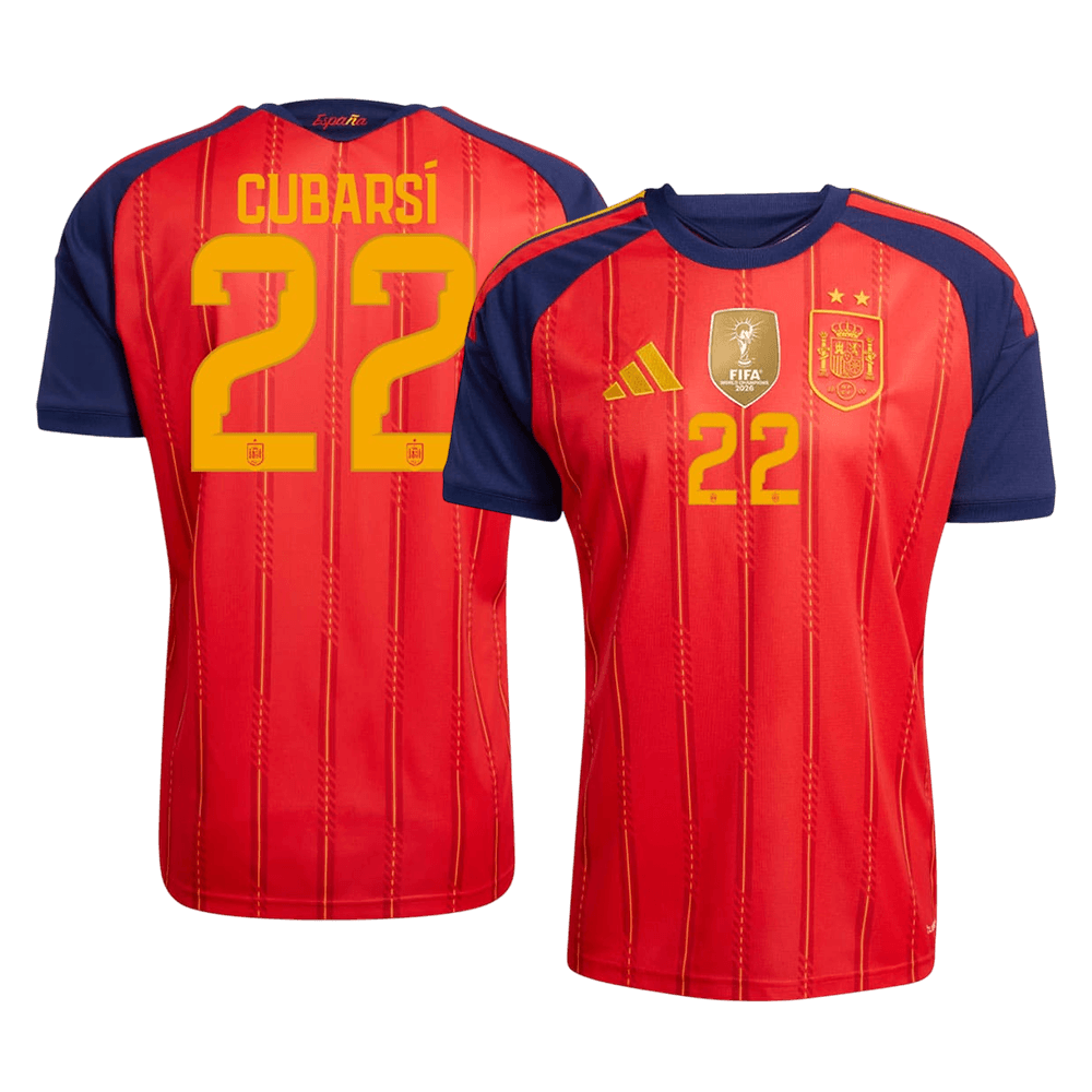 [Champion Edition] Spain Home Soccer Jersey World Cup 2026 – CUBARSÍ #22 (Player Version)