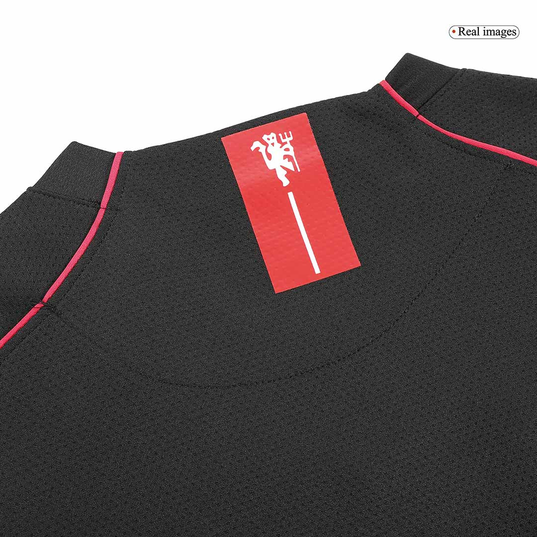 Retro SCHOLES #18 Manchester United Mens Away Long Sleeve Soccer Jersey 2007/08 Black