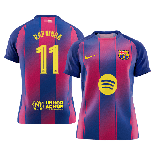 RAPHINHA #11 Barcelona Mens Home Soccer Jersey UCL 2025/26 Red&Blue [PREMIUM]