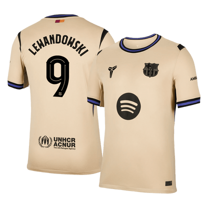 LEWANDOWSKI #9 Barcelona Mens Away Soccer Jersey UCL 2025/26 Yellow