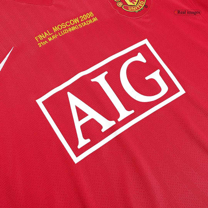 Retro Manchester United Mens Home Long Sleeve Soccer Jersey 2007/08