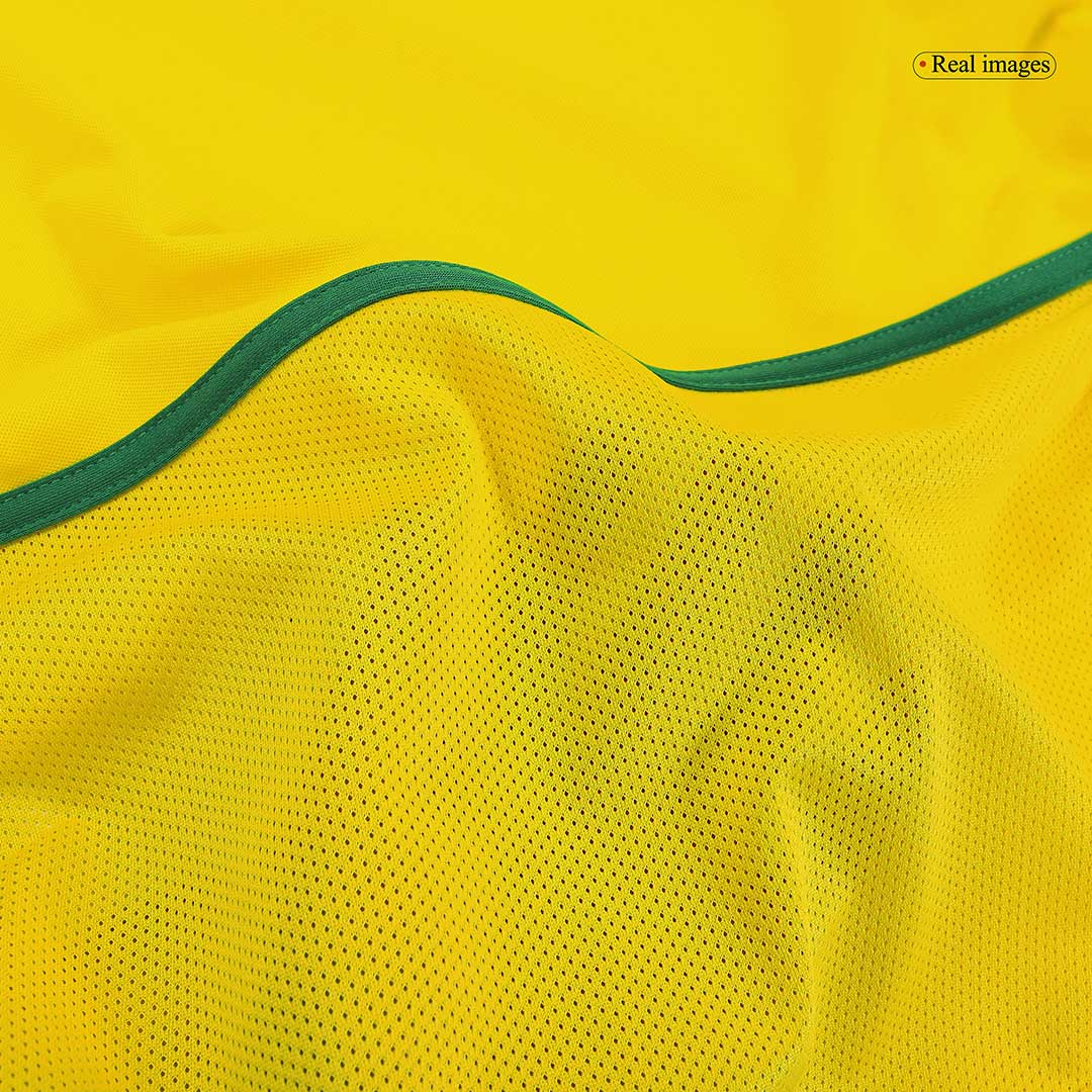 Retro RONALDINHO #11 Brazil Mens Home Soccer Jersey 2002/03 Yellow