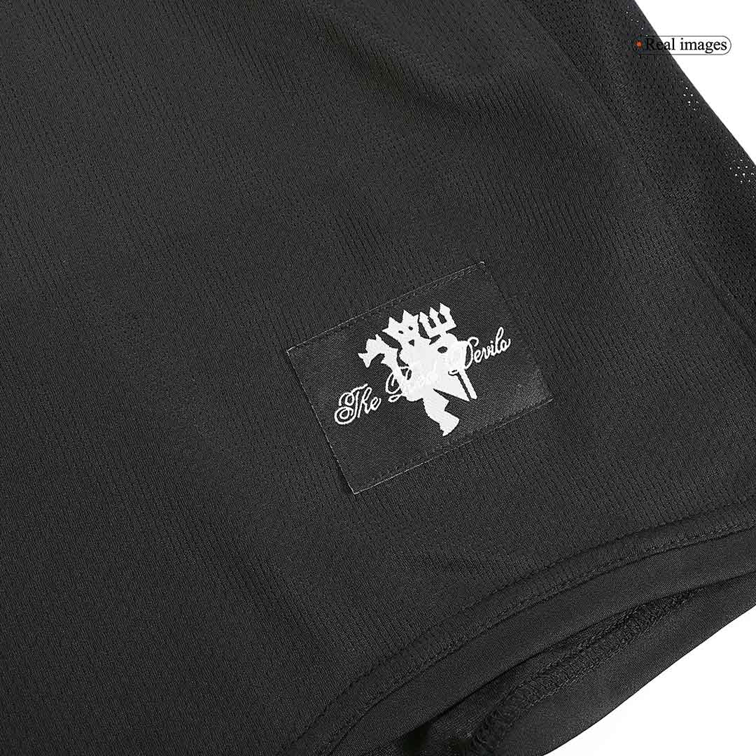 Retro Manchester United Mens Away Long Sleeve Soccer Jersey 2007/08 Black