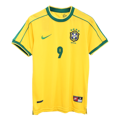 Retro RONALDO #9 Brazil Mens Home Soccer Jersey World Cup 1998 Yellow