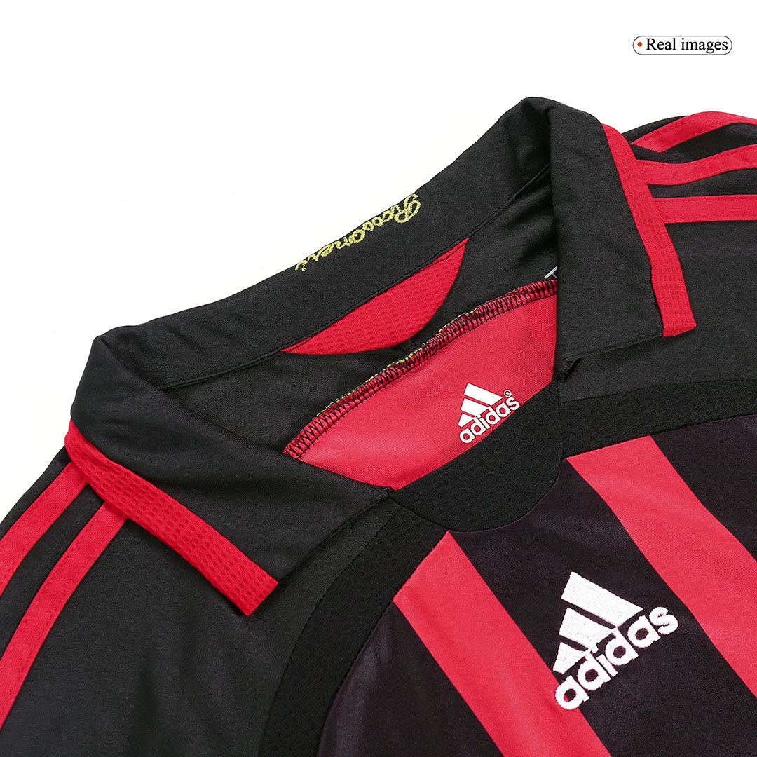 Retro RONALDO #99 AC Milan Mens Home Long Sleeve Soccer Jersey 2006/07 Red&Black