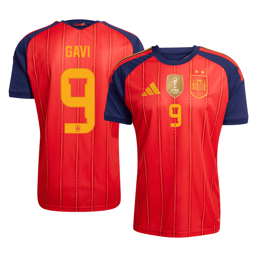 [Champion Edition] Spain Home Soccer Jersey World Cup 2026 – GAVI #9
