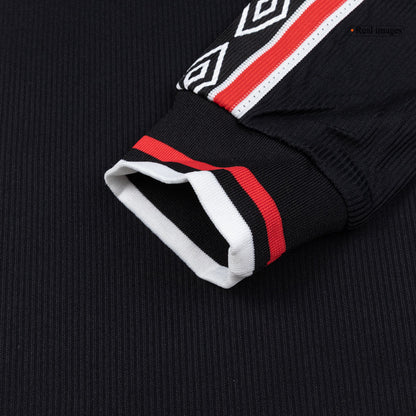 Retro Manchester United Mens Away Long Sleeve Soccer Jersey 1998 Black