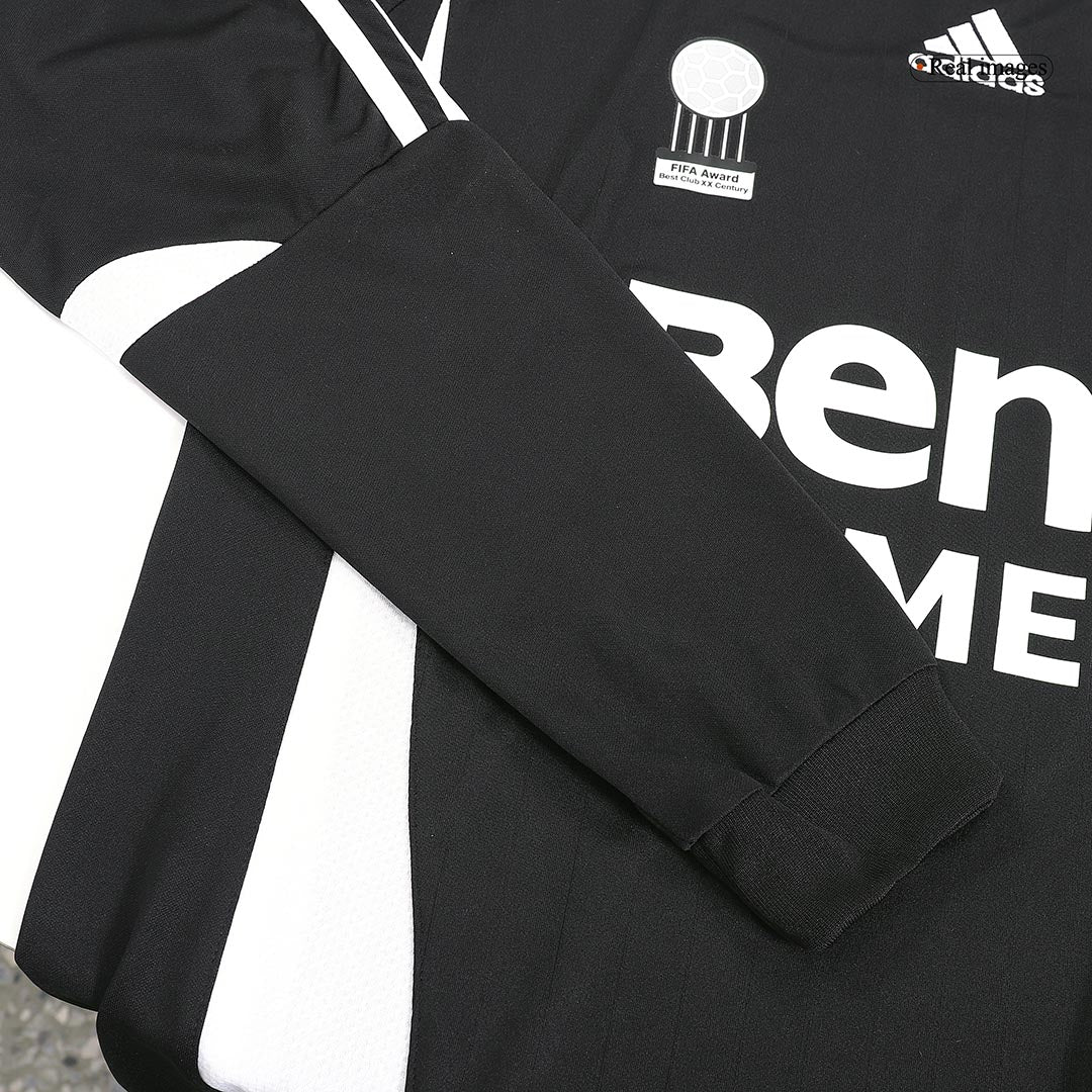 Retro SERGIO RAMOS #4 Real Madrid Mens Away Long Sleeve Soccer Jersey 2006/07 Black
