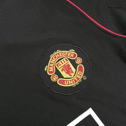 Retro Manchester United Mens Away Long Sleeve Soccer Jersey 2007/08 Black