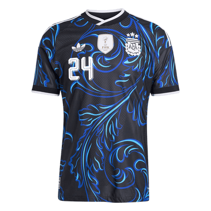 E. FERNANDEZ #24 Argentina Mens Away Soccer Jersey World Cup 2026 Black - Player Version