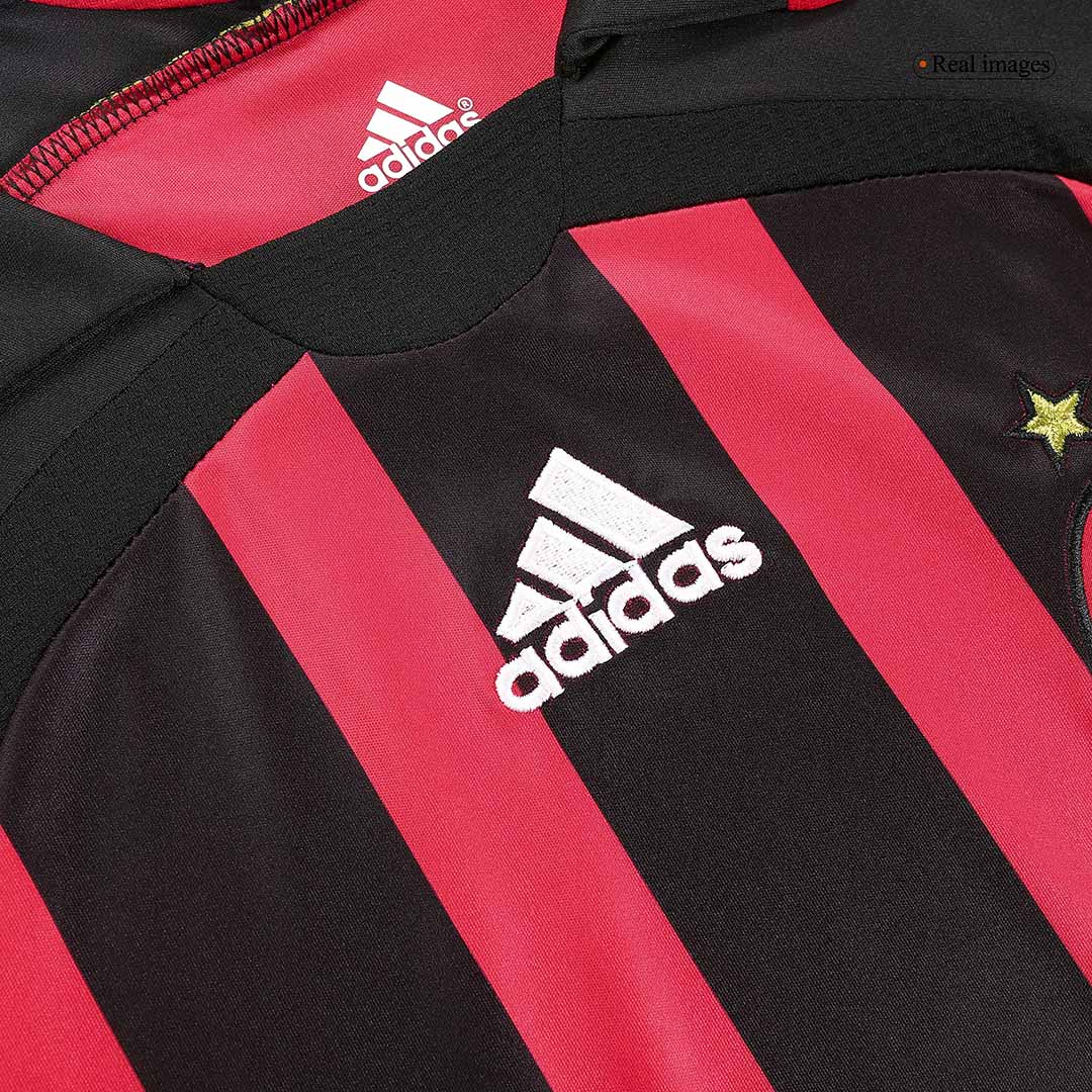 Retro RONALDO #99 AC Milan Mens Home Long Sleeve Soccer Jersey 2006/07 Red&Black