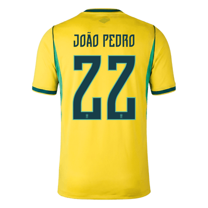 JOÃO PEDRO #22 Brazil Mens Home Soccer Jersey World Cup 2026 Yellow [PREMIUM]