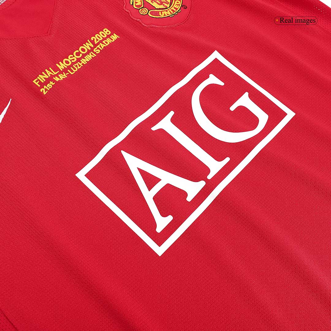 Retro SCHOLES #18 Manchester United Mens Home Soccer Jersey UCL Final UCL 2007/08 Red
