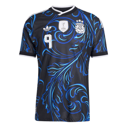 J. ALVAREZ #9 Argentina Mens Away Soccer Jersey World Cup 2026 Black - Player Version