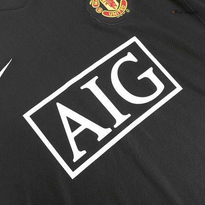 Retro RONALDO #7 Manchester United Mens Away Long Sleeve Soccer Jersey 2007/08 Black