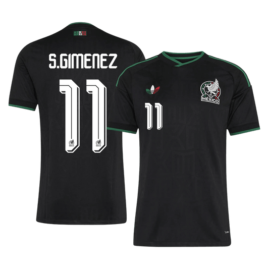 S.GIMENEZ #11 Mexico Mens Third Away Soccer Jersey World Cup 2026 Black - Player Version