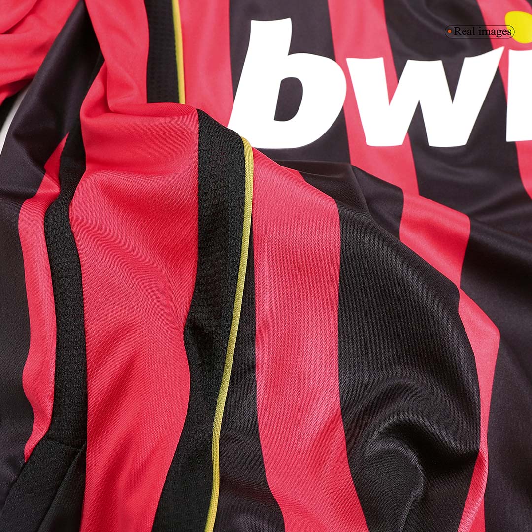 Retro AC Milan Mens Home Long Sleeve Soccer Jersey 2006/07 Red&Black