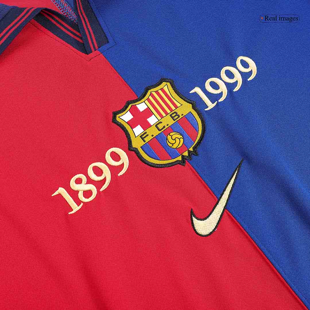 Retro RIVALDO #11 Barcelona Mens Home Soccer Jersey 1999/00 Red&Blue