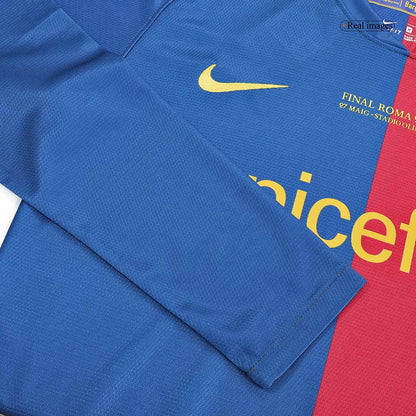 Retro MESSI #10 Barcelona Mens Home Long Sleeve Soccer Jersey UCL Final UCL 2008/09