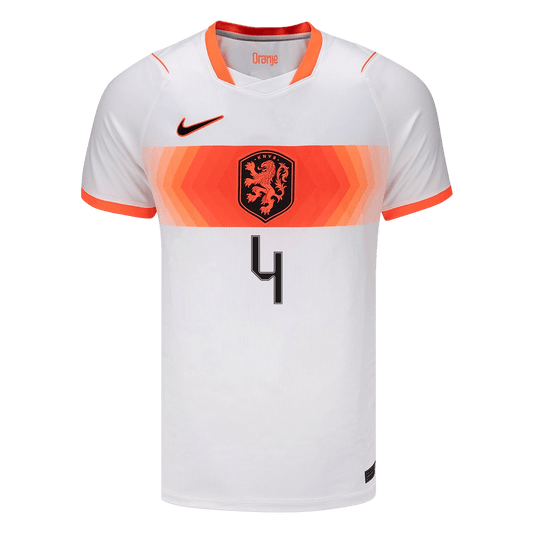VIRGIL #4 Netherlands Mens Away Soccer Jersey World Cup 2026 White