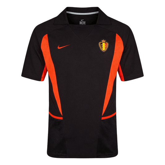 Retro Belgium Mens Away Soccer Jersey World Cup 2002 Black
