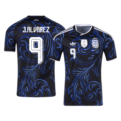 J. ALVAREZ #9 Argentina Mens Away Soccer Jersey World Cup 2026 Black