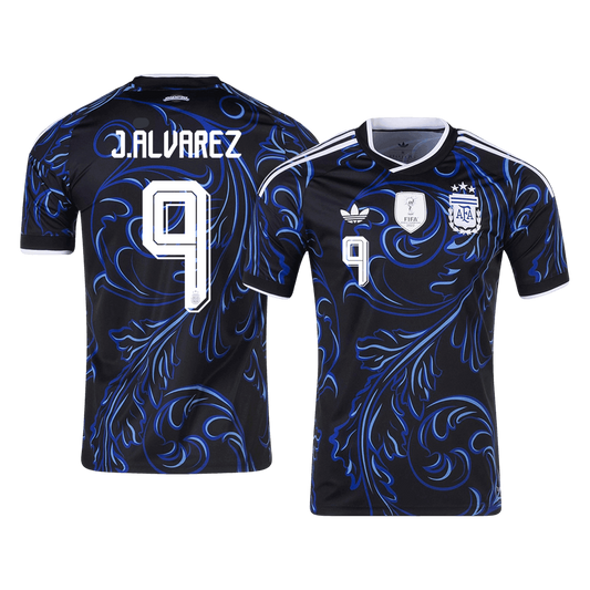 J. ALVAREZ #9 Argentina Mens Away Soccer Jersey World Cup 2026 Black